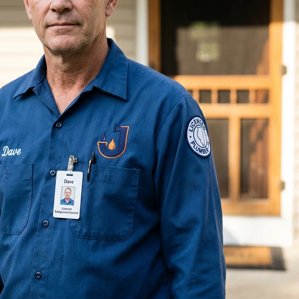 Licensed plumber showing ID badge in Zebulon, NC